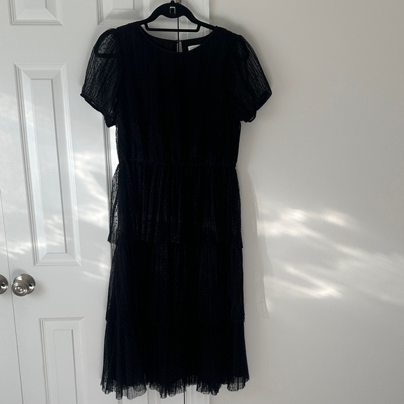 J. Crew Black Puff Sleeve Midi Dress - Picture 2 of 4